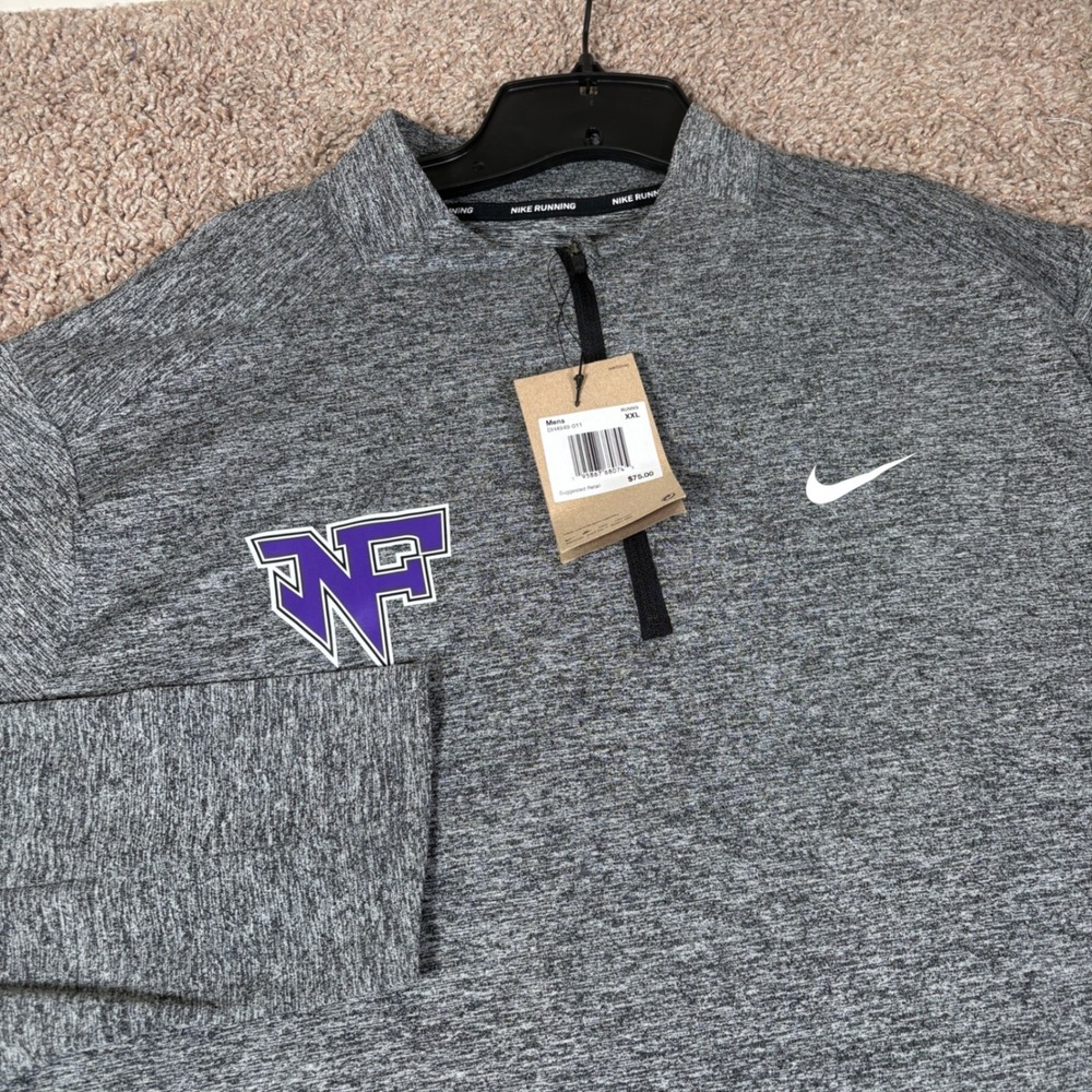 Nike Running Dri-FIT 1/4 Zip Pullover Mens XXL Heather Grey DH4949-011 NF Logo